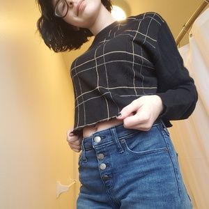 Black Sweater Crop Top